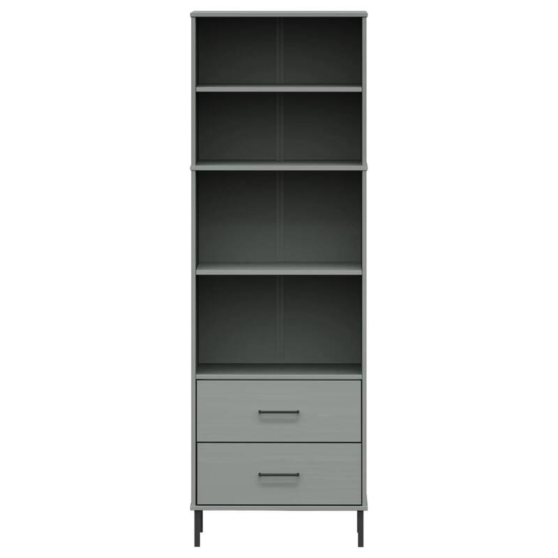 vidaXL Bookshelf Book Cabinet with 2 Drawers Storage Cabinet OSLO Solid Wood - 23.6" x 13.8" x 70.9"