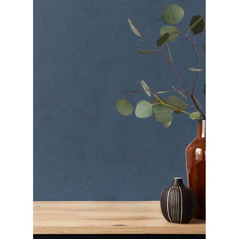 A-Street Prints Cullen Navy Faux Linen Wallpaper
