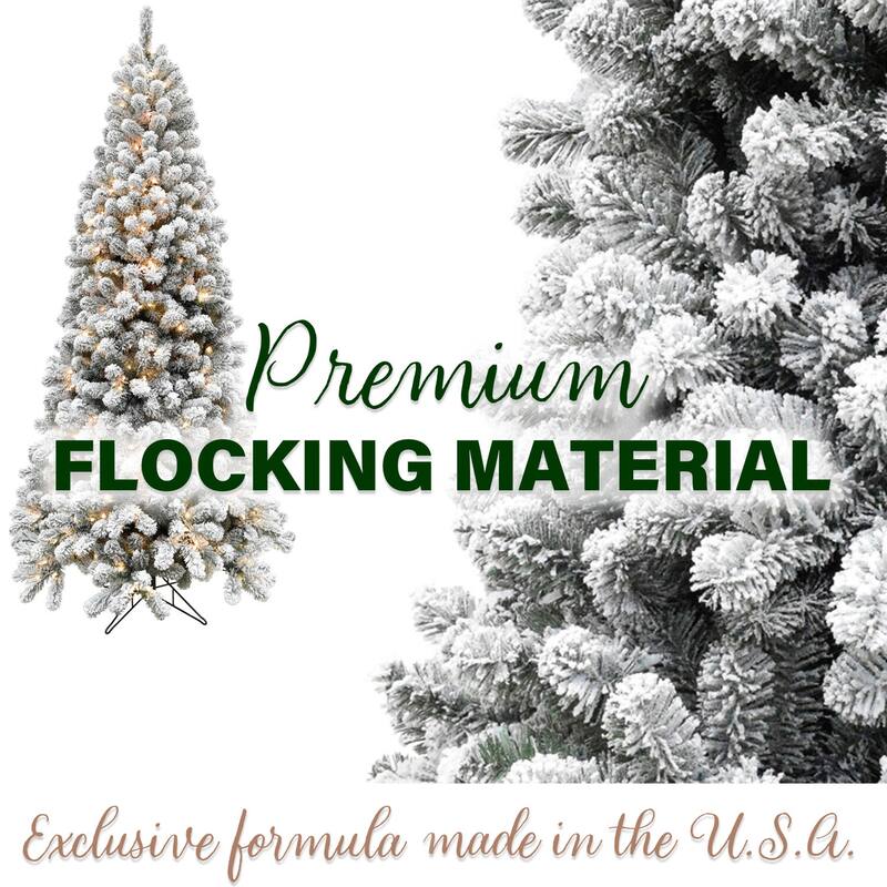 Fraser Hill Farm 6.5Ft. Flocked Silverton Fir Christmas Tree with