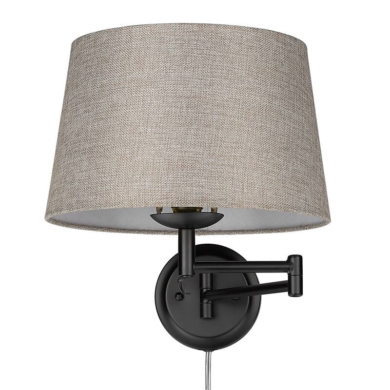 Eleanor 1 Light Articulating Wall Sconce - Matte Black with Natural Sisal