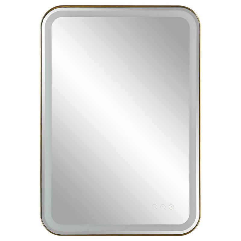 LED Lighted Stainless Steel Vanity Mirror - 32.25" - Brass Finish
