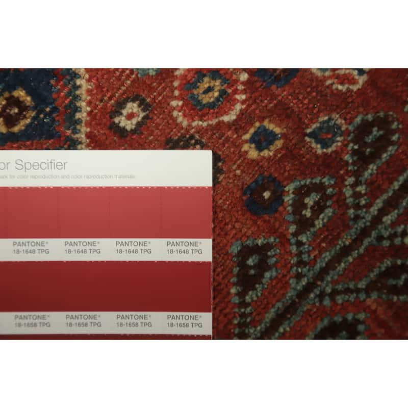 Hand Knotted Oriental 100% Wool Carpet Traditional Tribal Navy Blue & Blues Qashqai Area Rug - 9' 11'' X 7' 3''