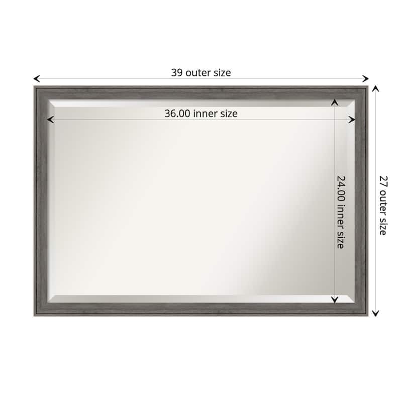 Beveled Wood Bathroom Wall Mirror - Regis Barnwood Grey Narrow Frame - Regis Barnwood Grey Narrow