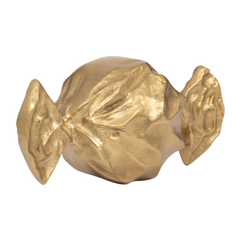 Sagebrook Home Gold Metal 9" Wrapped Candy Decorative Object, Elegant Aluminum and Suar Wood Accents for Home Decor