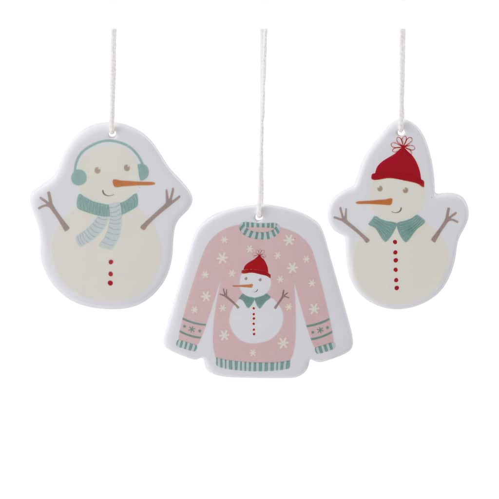 Ceramic Snowman Ornament Set of 12