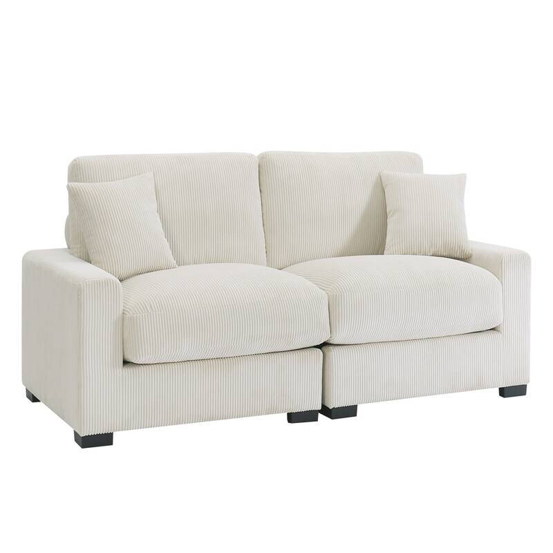 Modular Sectional Sofa, 4 Seater Corduroy Fabric with Ottomans Pillows