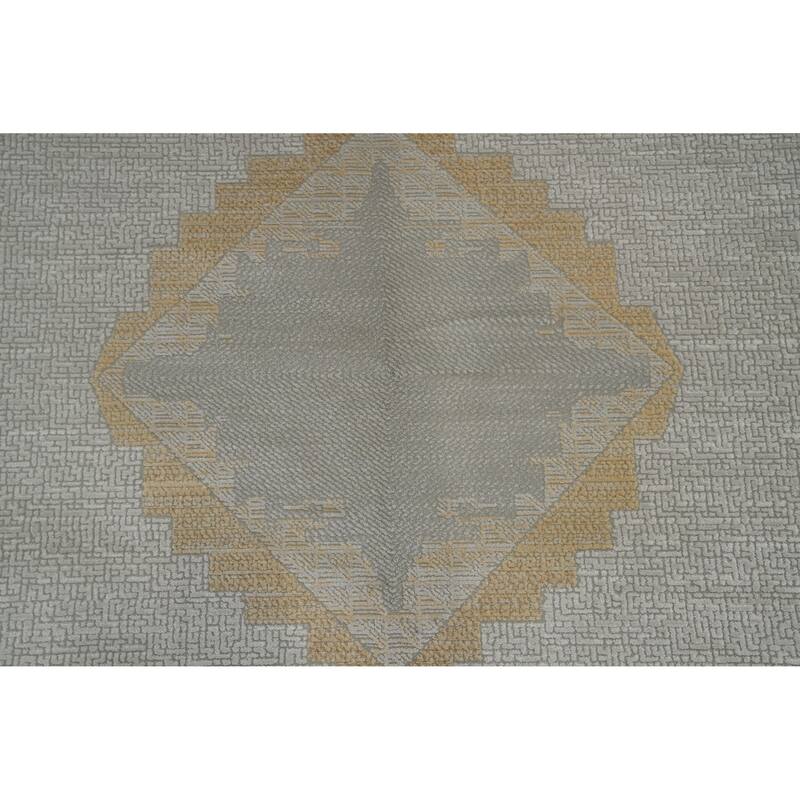 Machine Made Oriental Polyester Carpet Traditional Medallion Greys & Charcoal Tabriz Area Rug - 7' 5'' X 5' 2''