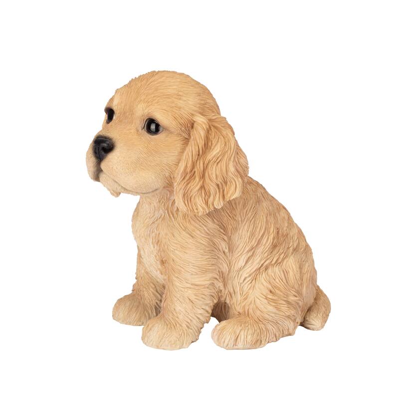 Sitting Cocker Spaniel Puppy Outdoor Garden Statue - 6" - Brown