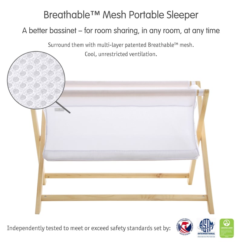 BreathableBaby Breathable Mesh Portable Sleeper, From Bedside to Travel