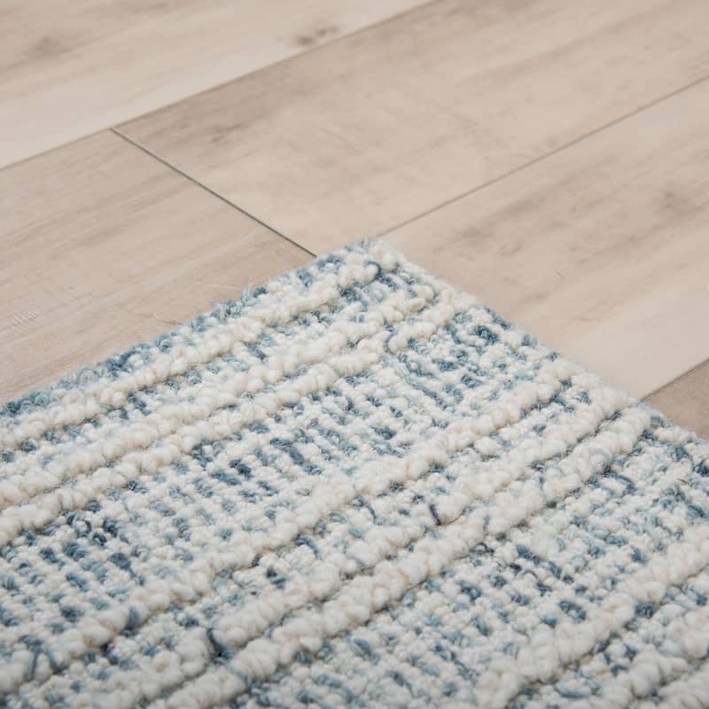 Alora Decor Lofton Geometric Stripe Textured Modern Wool Rug