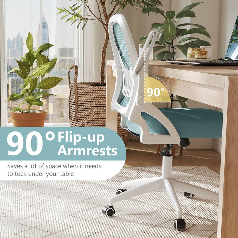 Costway Mesh Office Chair with Lumbar Support & Flip-up Arms Rolling - See Details