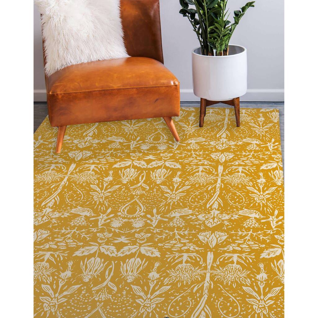 FLIGHT OF FANCY YELLOW Area Rug By Becky Bailey