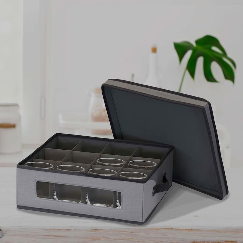 Household Essentials China Cup Chest with 12 Storage Compartments - 13.3"L x 15.5"W x 5.5"H