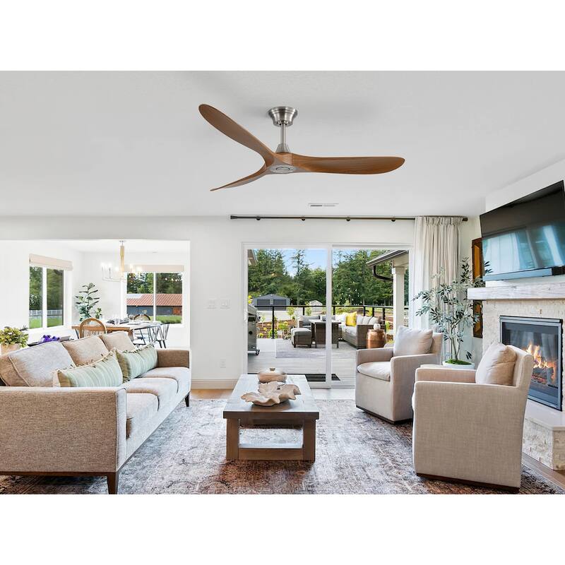 52''/60" Large Ceiling Fan without Lights, Remote Control and Reversible Motor Included, Smart Optinal