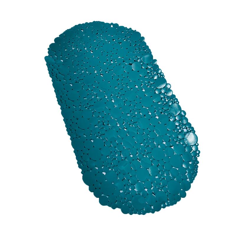 Bubbles Non-Slip Oval Bathtub Mat 28 L x 15 W - Solid Peacock Blue