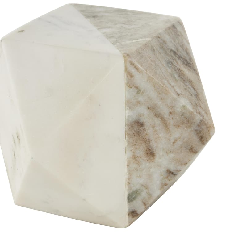 Marble Geometric Cube Two-Toned Hexagon Decorative Sculpture - Set of 3 White or Black - Roche River Decor