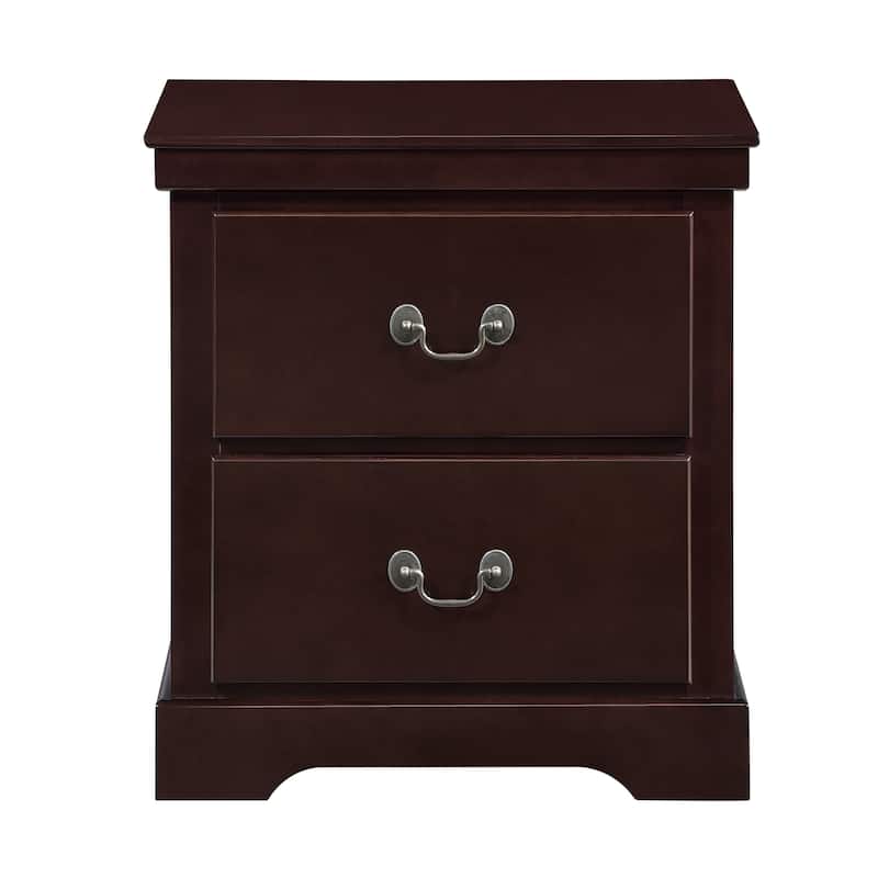 1pc Classic Traditional 2 Drawers Nightstand - Cherry