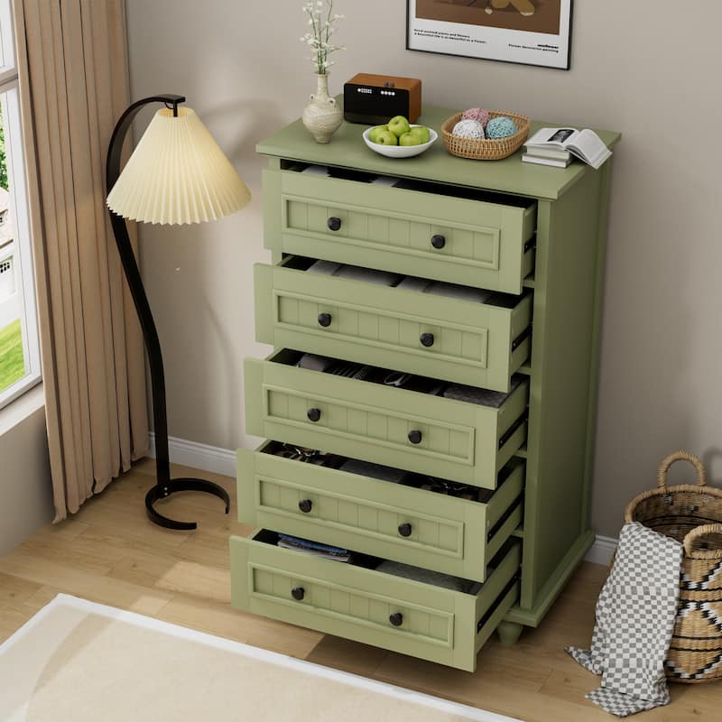 Vintage 5 Drawers Chest Classic Storage Cabinet with Metal Handle