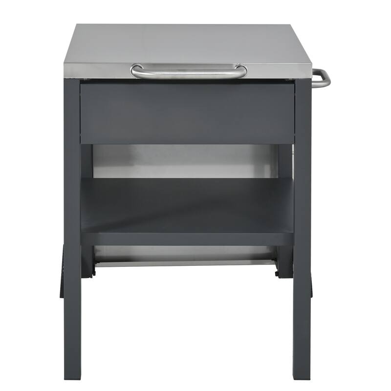 Portable Foldable Outdoor Kitchen Prep Station, BBQ Grill Cart with Expandable Top and Storage for Patio