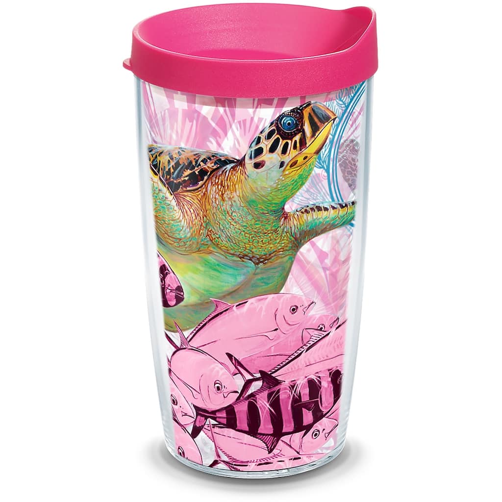 Tervis Guy Harvey Made in USA Double Walled Insulated Travel Tumbler, Breast Cancer Awareness Turtles