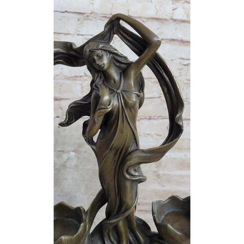 Handcrafted Sensual Floral Bronze Candle Holder Bronze Sculpture Statue Figure