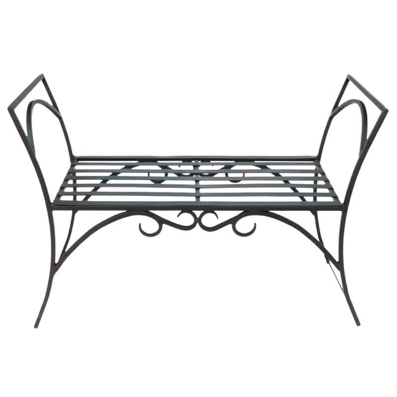 Achla Designs Wrought Iron Curved Arbor Bench, 26.5 Inch Tall, Black Powder Coat Finish