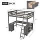 Full Size Solid Wood Loft Bed with U-Shaped Desk,Loft Bed Frame w/Drawers & Storage Shelves for Kids Teens Adults,Antique Brown