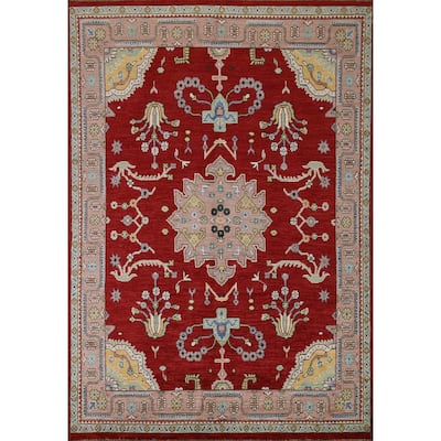 Vegetable Dye Oushak Turkish Rug Hand-knotted Wool Carpet - 6'5"x 8'3"