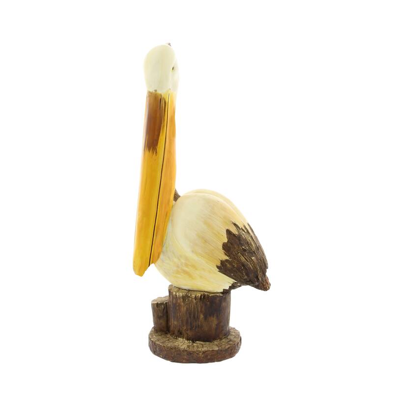 Cream Polystone Pelican Decorative Sculpture