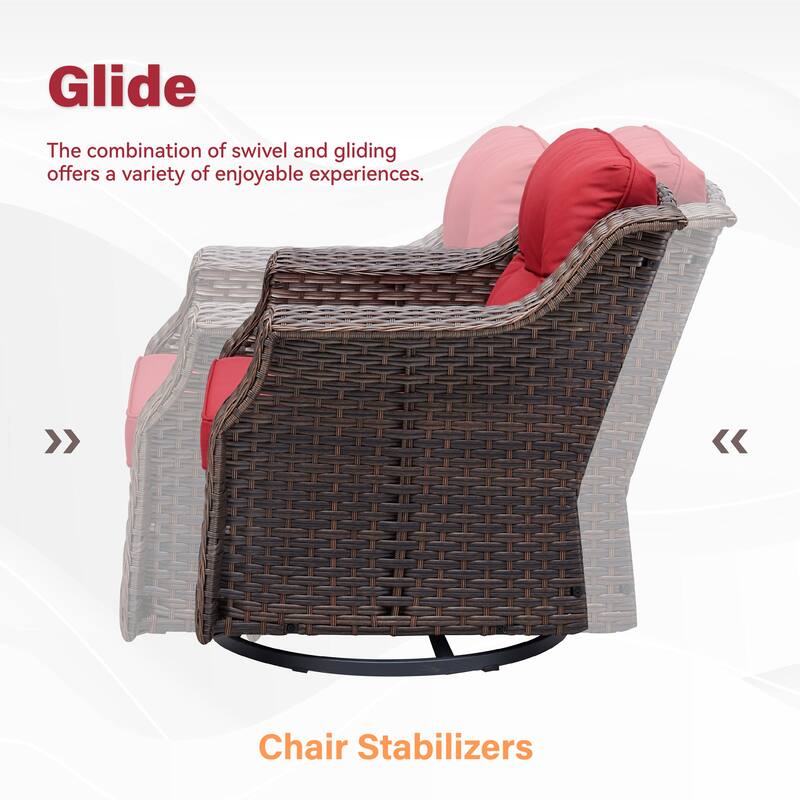 Pocassy Outdoor Swivel Chair Glider Chair with Side Table