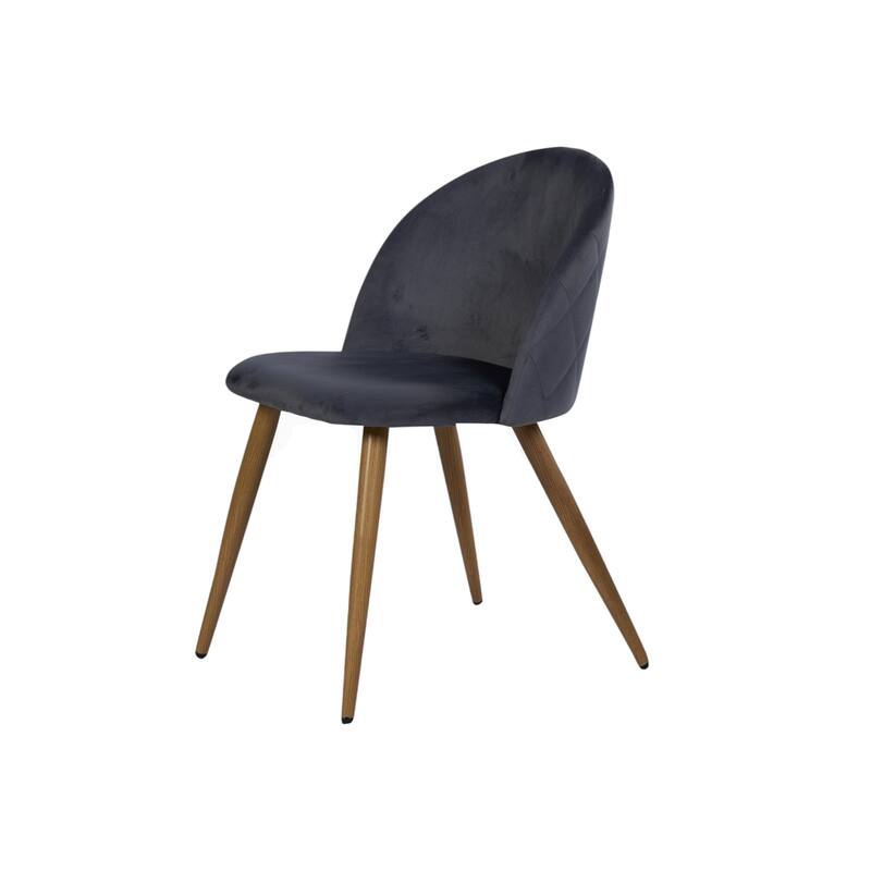 HomeRoots Set of Two Charcoal and Brown Upholstered Velvet Dining Side Chairs - 19.30 in. x 30.30 in. x 19.70 in.