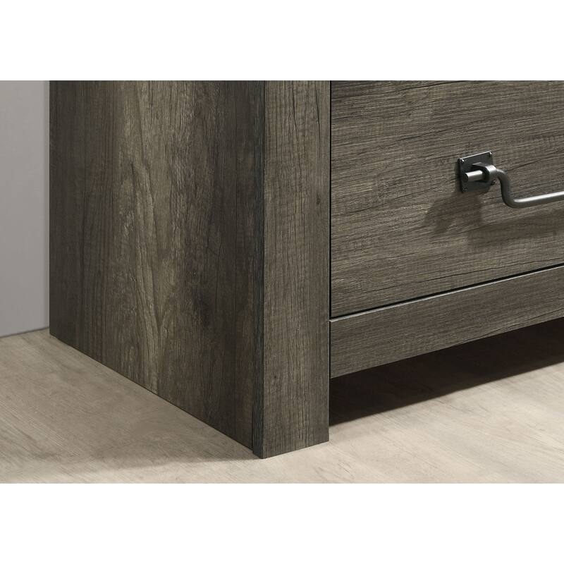 Queen Size Engineered Wood Platform Bed Set with Farmhouse Headboard and 2 Nightstands