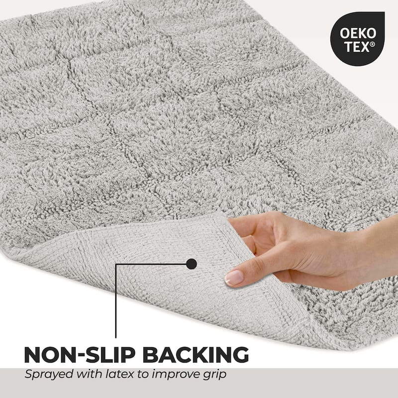 Superior Cotton Checkered 2-piece Non-skid Bath Rug Set