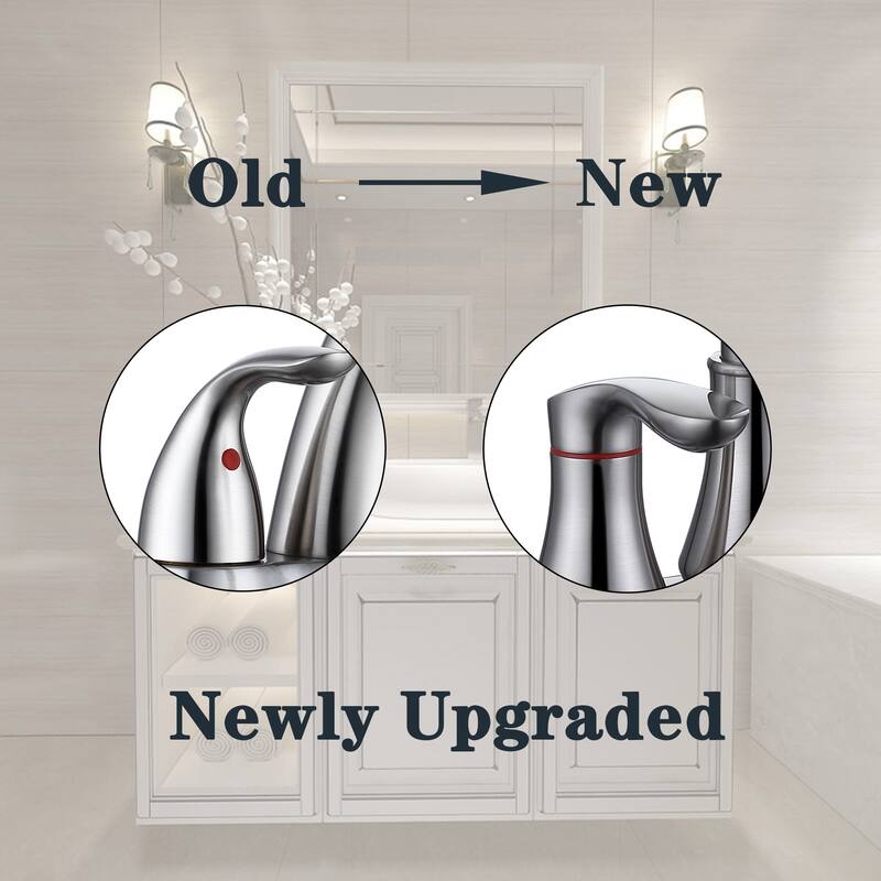 Modern 2 Handle 360 Degree Swivel Bathroom Sink Faucet with Pop Up Drain and Supply Hose, Aerator, Anti Scratch, Anti Rust
