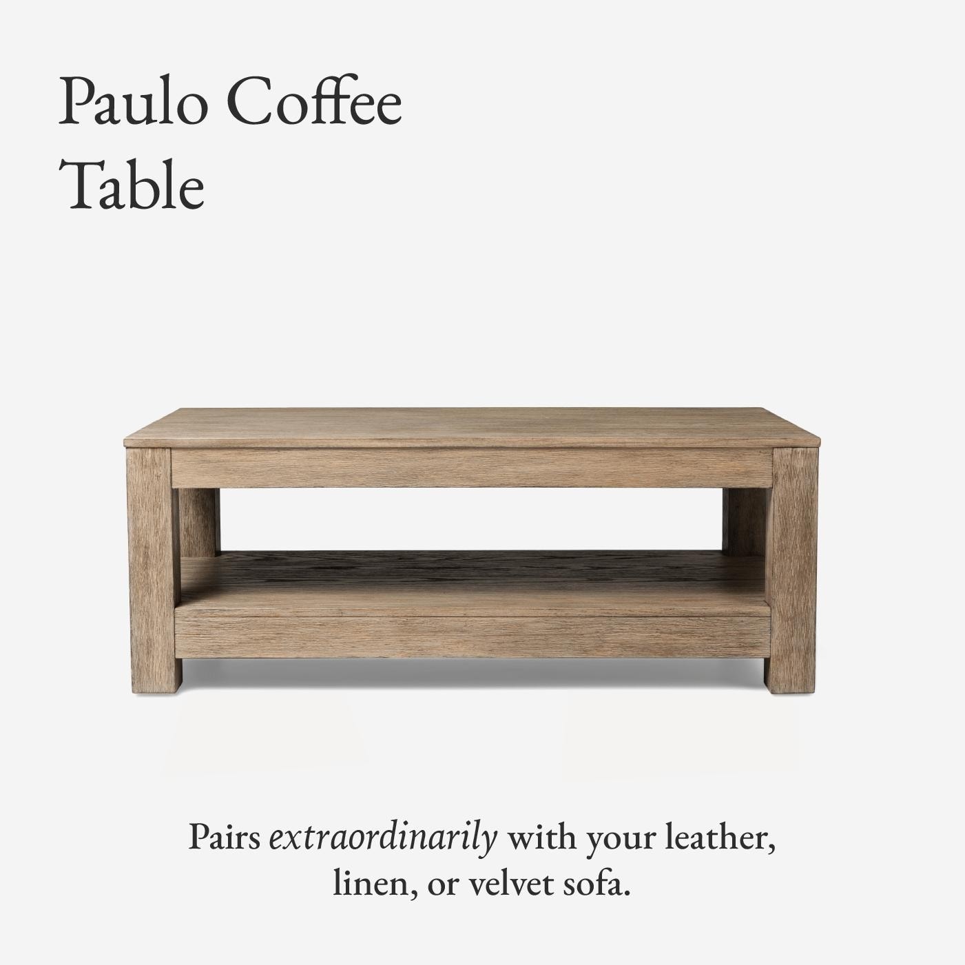 Maven Lane Paulo Wooden Coffee Table – Weathered Black, Open Box, 48x24x18in