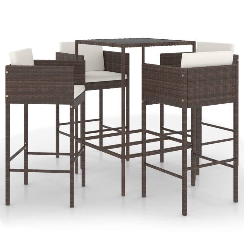 vidaXL Patio Bar Set Outdoor Bistro Set Bar Stool Bistro Table Poly Rattan