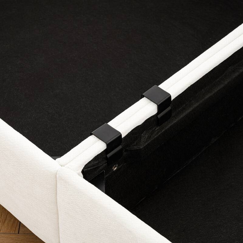 142.5" Chenille L-Shaped Sectional Sofa with Storage & Round Back