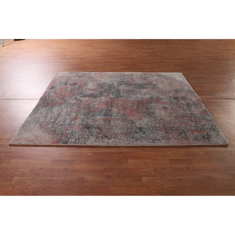 All-Over Abstract Modern Area Rug Hand-Knotted Wool Carpet - 5'3" x 6'10"