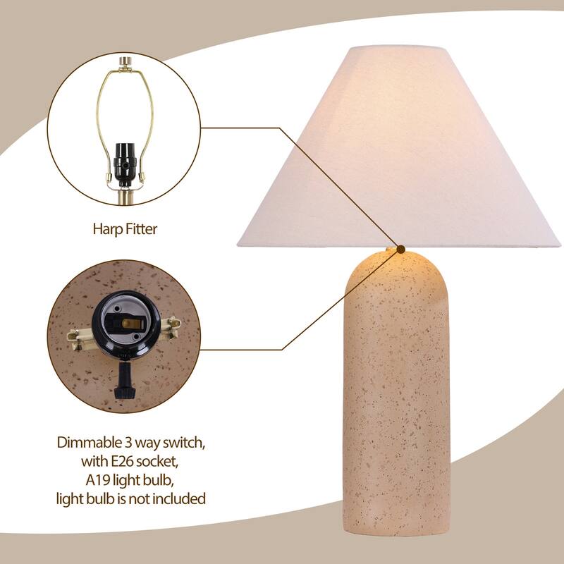 Painted Ceramic Accent Table Lamp with Cone Linen Shade