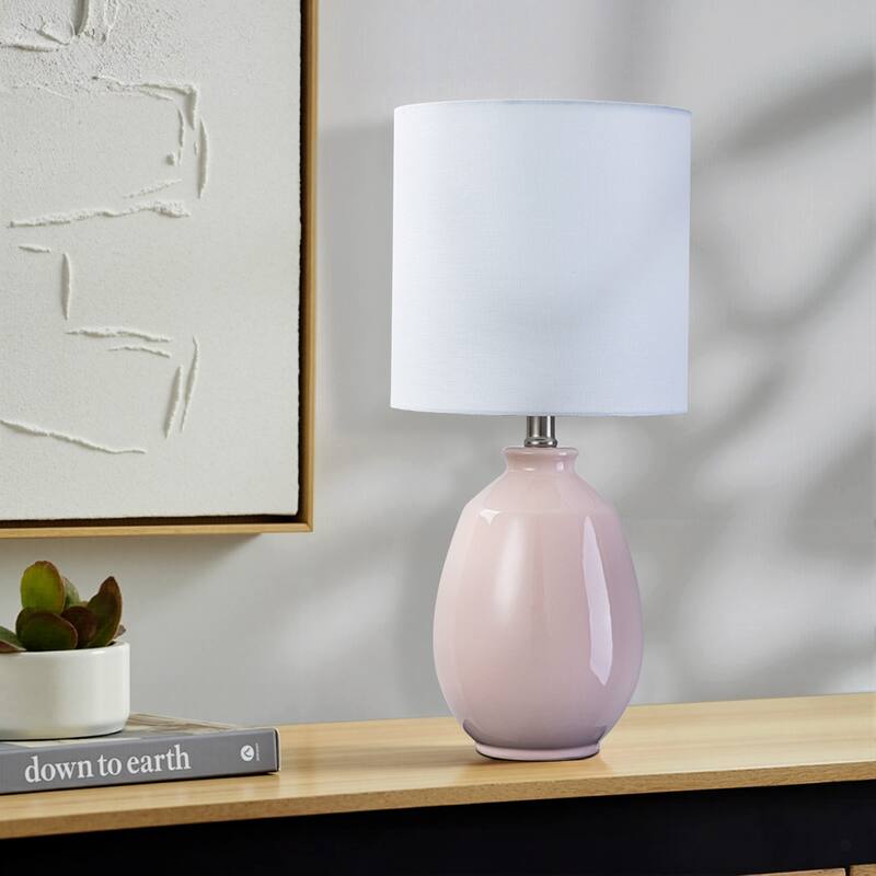 C Cattleya 19in Ceramic Table Lamp with Fabric Linen Shade