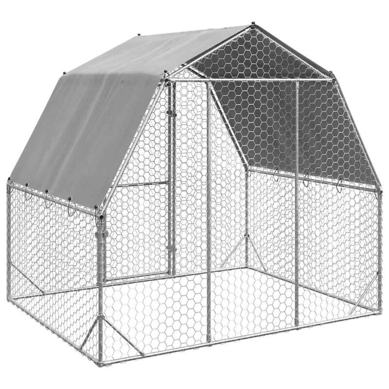 vidaXL Chicken Run Silver Galvanized Steel Large Durable Chicken Run - 98.4 x 79.2 x 88.8