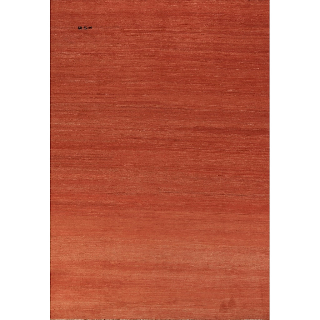 Orange Modern Gabbeh Area Rug Oriental Tribal Hand-Knotted Wool Carpet - 6'5" x 9'9"