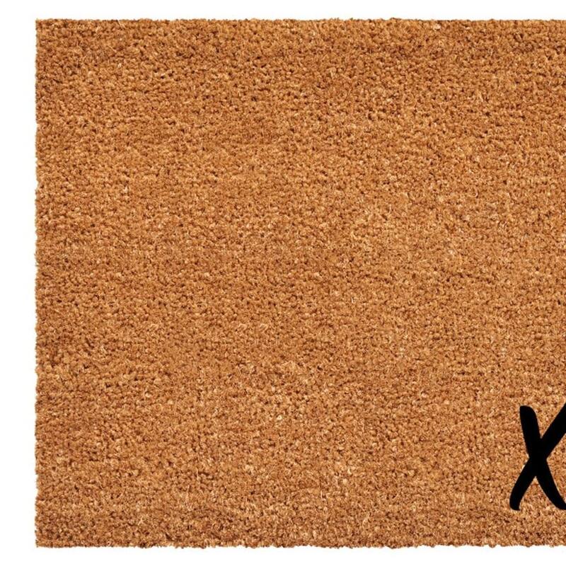 HomeRoots 36" X 72" Brown Black And Red Valentine's Day Heart XOXO Outdoor Coir Door Mat - 36.00' X '72.00