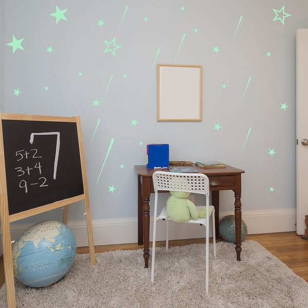 slide 2 of 6, Walplus Peel and Stick Wall Sticker Art Glow In Dark Meteor Stars