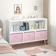 preview thumbnail 10 of 9, Kids bookcase with Collapsible Fabric Drawers, Children's Book Display, Toy Storage Cabinet Organizer Pink