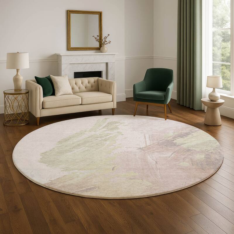 Premium Washable Super Soft Modern Brushstrokes Mayfield Rug - 8' x 8' - Pink