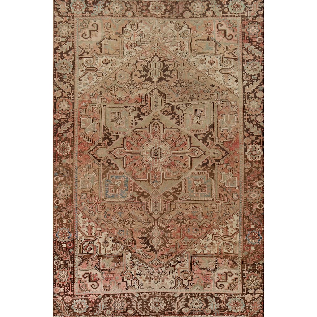 Tribal Heriz Persian Vintage Area Rug Hand-Knotted Wool Carpet - 8'0"x 11'4"