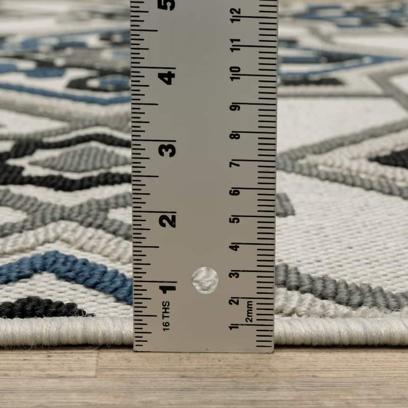 Vista Home Talcot Medallion Grey/Teal Indoor-Outdoor Rug