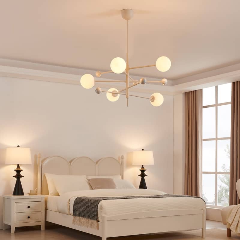 KAWOTI 5-light Modern Dimmable Sputnik Linear Chandelier Pendant
