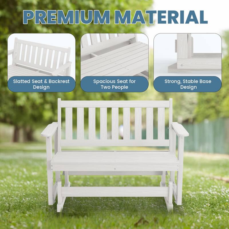 Outdoor Patio HDPE Glider Bench, Garden Rocking Bench